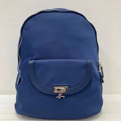 5475　agnes.b VOYAGE　アニエスベー　ボヤージュ　リュックサック　バックパック　ネイビー　紺　ライトネイビー　無地　レディース　シンプル　きれいめ　カジュアル　上品　ナイロン　レザー