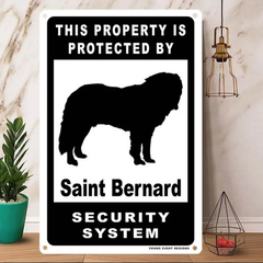 雑貨【Saint-Bernard/セント・バーナード】  Dog ドッグ  犬    メタルポスタ―　Security  セキュリティー 警告  ヤードサイン メタルプレート  ブリキ看板  -181