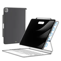 黒（iPad Pro 12.9inch） iPad Pro 12.9インチケース 保護カバー 磁気吸着 Magic Keyboard/smart keyboard folioに対応 バックカバー ペンシルホルダー付き iPad Pro 12.9インチ適用 超ス