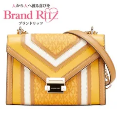  中古 マイケルコース ショルダーバッグ WHITNEY ホイットニー カラーブロック ABランク  ブラウン ベージュ レザー レディース  【送料無料】【西神店】