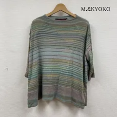 古着 M.&KYOKO ニット セーター 半袖 プルオーバー ボーダー マルチカラー スリット入り FREE 10130330 10130330 USED 古着 ニット、セーター 半袖 M.&KYOKO ニット セーター