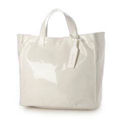 ☆ 화이트 ☆ cachecache 카슈카슈 소프트 에나멜 쇼퍼 가방 cachecache 카슈카슈 토트 백 에나멜 토트 백 토트 핸드백 가방 핸드백 백 핸드백 핸드백 스퀘어 사각형 포켓 우아한 윤기감