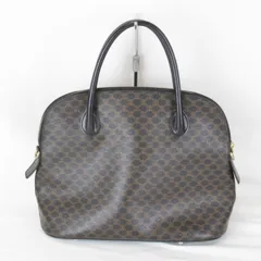 『USED』 セリーヌ マカダム柄 ハンドバッグ PVC/レザー  ブラック