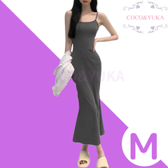 [ COCO&YUKA公式 ] ココアンドユカ セクシー ロング ワンピース キャミワンピース タイト マーメイドライン Aライン 美シルエット キャミソール 夏 ワンピ レディース グレー M B0F8MKRDGV
