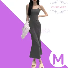 [ COCO&YUKA公式 ] ココアンドユカ セクシー ロング ワンピース キャミワンピース タイト マーメイドライン Aライン 美シルエット キャミソール 夏 ワンピ レディース グレー M B0F8MKRDGV