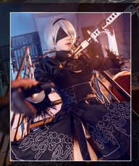 新品 NieR:Automata ニーア オートマタ ヨルハ2号B型 コスプレ衣装 フルセット  豪華レース仕様 アンドロイド衣装 2B ドレス風 黒ドレス ゲームキャラ再現 ハロウィン 撮影会 イベント用 プレゼント用 コスチューム 大きいサイズ対応