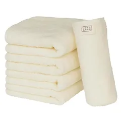 【新品】 【.co.jp限定】タオル研究所 [毎日シンプル] #001 フェイスタオル バニラホワイト 5枚セット スタンダードタイプ 中厚手 毛羽落ち少ない 高速吸水 耐久性 綿100% 420GSM JapanTechnology 1