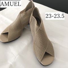 AMUEL　レディース　靴　サンダル　夏　メッシュスラット　デザイン　パンプス　サンダル　23.5　ベージュ