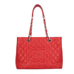 シャネル GSTトート マトラッセ トートバッグ キャビアスキン A50995 レッド レディース  CHANEL  中古 シャネル