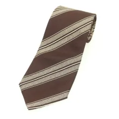 【中古】フランコバッシ FRANCO BASSI BEAMS F別注 シルク ストライプ柄ネクタイ ブラウンxベージュ【メンズ】