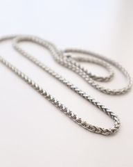 silver color wheat spiga chain vintage necklace ウィート スピガ チェーン シルバーカラー ヴィンテージ ロング ネックレス 3㎜