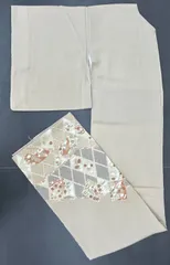 【黄味がかったベージュ色 裾模様付き一つ紋入り着物】扇や花文様が上品な印象｜美品｜和装