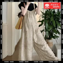 【送料無料】オールインワン サロペット ワンピース 夏 ワイドパンツ 体型カバー キャミサロペット 楽ちん オーバーオール ガウチョパンツ 韓国風 マタニティウェア 無地 カジュアル ボトムス ゆったり つなぎワイドパンツ 新品 未使用 CH77DL-001