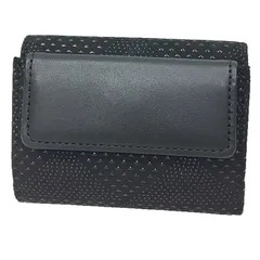 未使用　印傳屋　印伝　ミニ財布　折財布　鱗文様　鹿革　ブラック　黒　未使用　aq10254