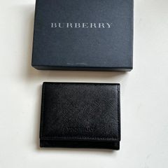 BURBERRY ブラックレザー 名刺入れ 箱付き - メルカリ