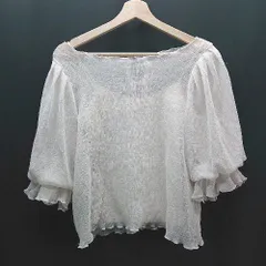 ◇ ◎ continuer de NICE CLAUP パフスリーブ 透け感 バックレースアップ 半袖 ブラウス サイズF ピンク レディース E 【1310130033595】