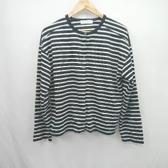 ◇ ⊂ BONLECILLボンルシール ボーダー柄 長袖 丸首ボタン カットソー サイズF ブラック系 レディース E  【1505290016001】