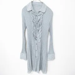 ピエールカルダン pierre cardin プリーツ加工 ロングシャツ チュニック シャツワンピース ストライプ フリル レディース [x919397ss]のサムネイル