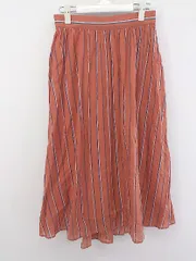 ◇ OPAQUE.CLIP ストライプ ロング フレア スカート サイズM オレンジ系 グレー系 ホワイト系 レディース P  【中古】 【1211020004179】