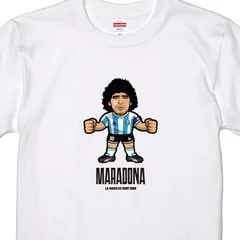 マラドーナ 10番 アルゼンチン Tシャツ マラドーナ イラスト】アルゼンチン代表 W杯優勝 白 Tシャツ XL