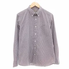 ユナイテッドアローズ A DAY IN THE LIFE UNITED ARROWS 美品 ボタンダウンシャツ BD ギンガムチェック テクスチャー 長袖 L 紺 ネイビー /AE