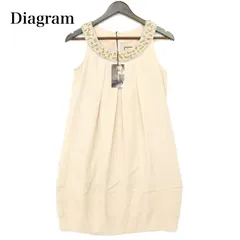 【新品タグ付き元値34650円】Diagram （ダイアグラム） パール ラインストーン ビジュー コクーンドレス サイズ36 Sサイズ相当 ノースリーブ