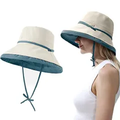 カーキ Turkalla UVカット 帽子 レディースハット2way 両面用 小顔効果 ワイヤー入り 3D立体感 小顔効果UPF50+ 紫外線対策 つば広 日焼け防止 夏 日よけ帽子 吸汗通気 軽量 折りたたみ 携帯便利 取り外すあご紐 アウトドア 海 自転車