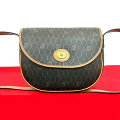 極 美品 Christian Dior クリスチャンディオール ロゴ 金具 ハニカム 柄 レザー 本革 ショルダーバッグ ポシェット ブラウン 99289