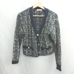 ◇ ⊇ NATURAL BEAUTY BASIC 綿混合 長袖 カーディガン サイズM ネイビー系 レディース E  【1412090053085】