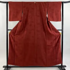 【美品】 色無地 身丈157cm 裄丈62cm S 袷 地紋 赤茶 正絹 優品 一つ紋 【中古】