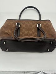 TM-00083　COACH シグネチャー ハンドバッグ トートバッグ キャンバス ブラウン レザー