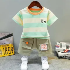 夏物一掃売りつくし❗️セットアップ 男の子　キッズ服　子供服　2点セットTシャツ+パンツ　カジュアル 90㎝のサムネイル