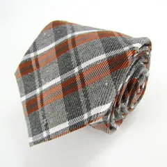 コムサイズム ブランド ネクタイ チェック柄 格子柄 シルク コットン PO  メンズ グレー COMME CA ISM 【中古】