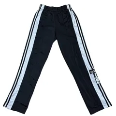 古着 adidas アディダス トラックパンツ 刺繍 トレフォイルロゴ ブラック×ホワイトライン Mサイズ 257-39