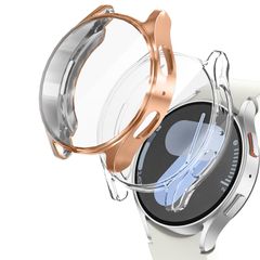 【人気商品】Galaxy Samsung Watch 7 40mm/44mm 全面保護 対応 耐衝撃 超薄型 軽量 WUWOCJ【2個】TPUケース 保護ケースカバー (ローズゴールド/透明 44mm)