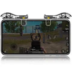 スマホゲーム用 コントローラー 射撃ボタン ゲームパッド 透明 エイムアシスト 高速射撃ボタン ＬＲセット（スマホ対応 ）(ブラック)