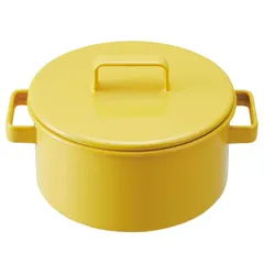 新品 365methods 両手鍋 キャセロール ホーロー 20cm IH対応 オーブン可 食洗器可 イエロー YY-20C.Y