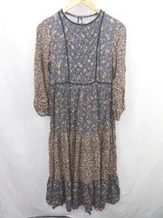 ◇ ⊃ slobe iena スローブイエナ 花柄 シンプル系 長袖 膝 ワンピース サイズＦ ネイビー系 レディース E  【1507250011279】