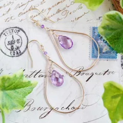 K14GF【violet drops】菫滴・ピアス／イヤリング(2)［アメシスト］