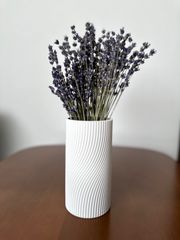 3Dプリンター花瓶　ホワイト　ラベンダー付き　フラワーベース　花瓶　花器　ドライフラワー・造花用