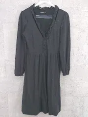 ◇ STRAWBERRY-FIELDS ストロベリーフィールズ フリル 長袖 膝丈 ワンピース ブラック レディース  【1002800325566】