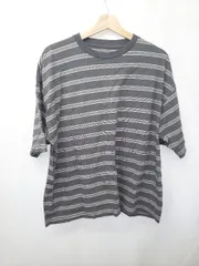 ◇ Θ φ niko and … ニコアンド ボーダー柄 半袖 Tシャツ カットソー サイズM チャコールグレー系 メンズ E  【1503040003554】