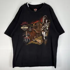 古着 80's～90's/80年代～90年代 ヴィンテージ ハーレーダビッドソン HARLEY DAVIDSON 半袖Tシャツ シングルステッチ USA製 大きいサイズ 肉厚 モーターカルチャー フェード XL  ブラック系 両面プリント メンズ