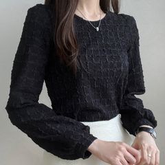 極美品】UNTITLED ヴィンテージアートヘリンボン ブラウス ボリューム 