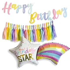 誕生日 飾り付け パーティー バルーン お祝い 風船 バースデー スター 室内装飾 バナー タッセル ガーランド BIRTHDAY STAR 子ども