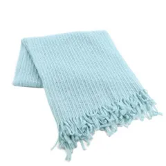 ミヤケデザインスタジオ ニット 柄編 ストール 水色 im MIYAKE DESIGN STUDIO マフラー イッセイミヤケ レディース 古着 R221015