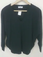 ◇ BEAUTY&YOUTH UNITED ARROWS ポンチ Vネック ドルマン 長袖 カットソー ブラック レディース  【中古】 【1207070002357】