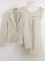 ◇ NATURAL BEAUTY BASIC ラメ ツイード ワンピース ジャケット アンサンブル サイズ S アイボリー レディース E  【1304120000605】