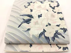 平和屋着物◎六通柄袋帯　唐織　流水草花文　正絹　逸品　BAAT6005ea