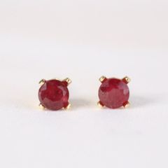 14KGF ルビー 4mm ラウンド 一粒 ピアス